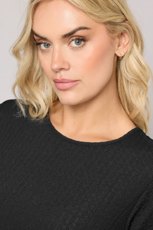 Yours Curve Black Textured Flared Maxi Dress - 22-24 Image 4