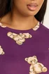 Yours Curve Purple Teddy Bear Soft Touch Nightdress - Size 26-28 Image 5