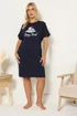 Yours Curve Navy Blue 'Sleepy Head' Sloth Sleep Tee Nightdress - Size 30-32 Image 1