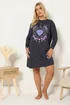 Yours Curve Navy Blue 'Wild And Free' Long Sleeve Nightdress - Size 14-16 Image 1