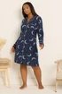 Yours Curve Navy Blue Moon & Star Button Soft Touch Nightdress - Size 30-32 Image 2