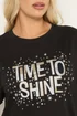 Yours Curve Black 'Time To Shine' Sleep Tee Nightdress - Size 34-36 Image 4