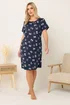 Yours Curve Navy Blue Bow Soft Touch Placket Nightdress - Size 30-32 Image 1
