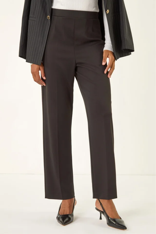 Roman Black Straight Leg Ponte Trouser