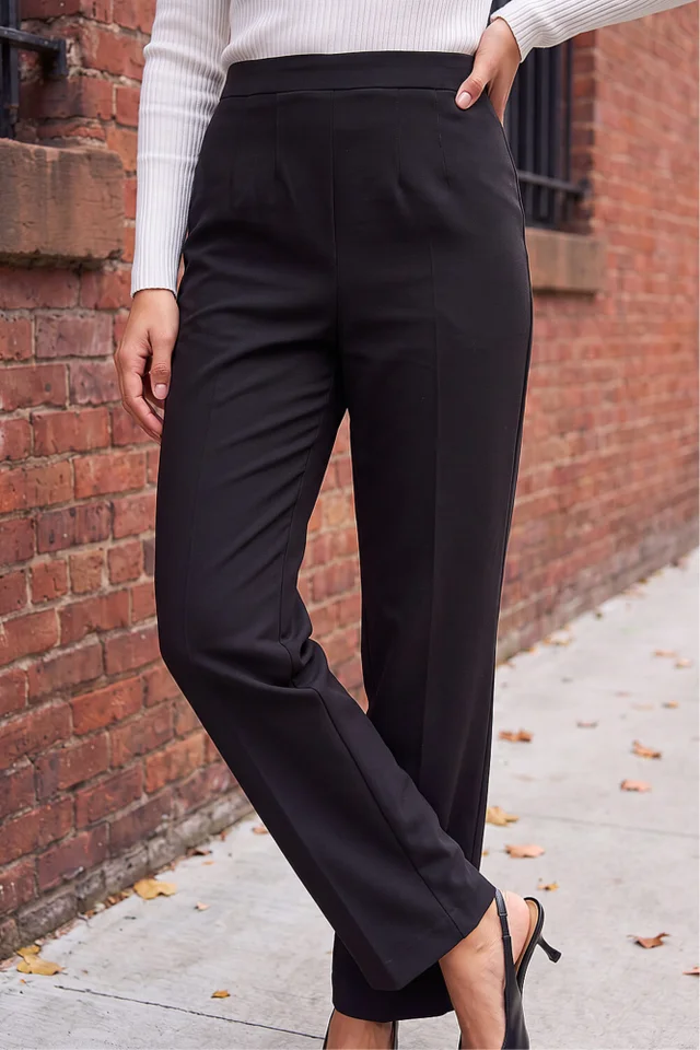 Roman Black Straight Leg Ponte Trouser