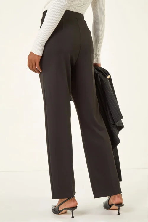 Roman Black Straight Leg Ponte Trouser - 10 Image 4