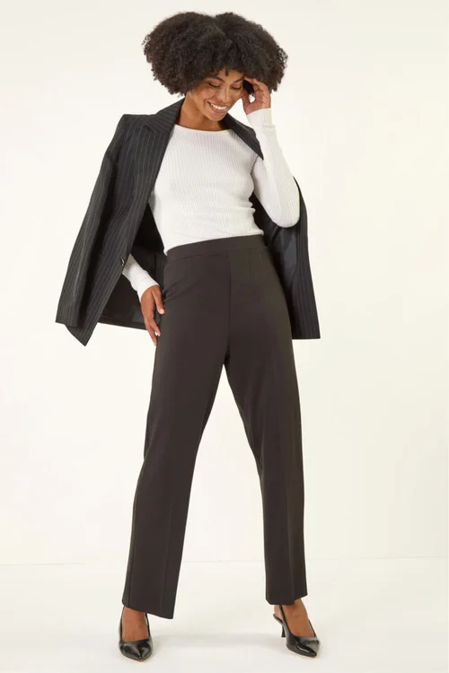 Roman Black Straight Leg Ponte Trouser - 10 Image 3