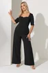Yours London Curve Black Sweetheart Neck Jumpsuit - 24 Image 2