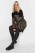 Yours Curve Black Striped Knitted Jumper Dress - Size 26-28 Image 1