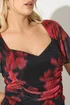 Yours London Curve Red Floral Gathered Midi Dress - Size 16 Image 4