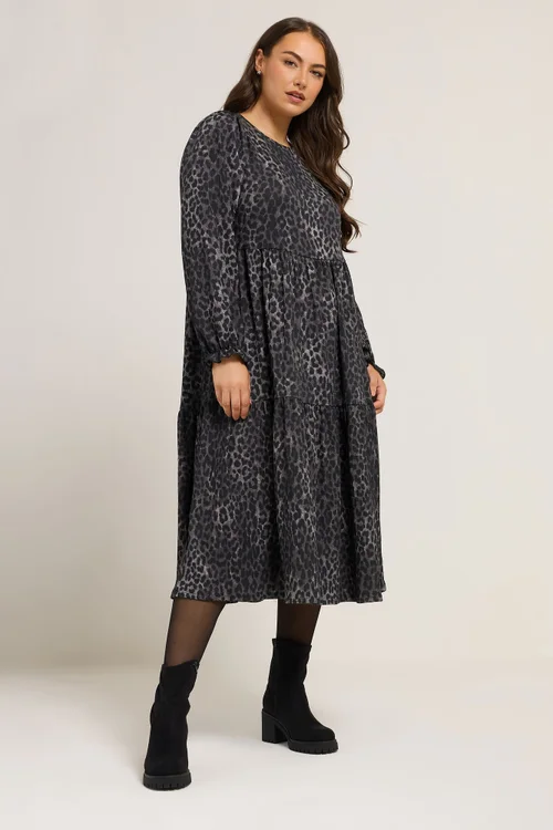Yours Curve Grey Leopard Textured Maxi Dress - 22-24 Image 2