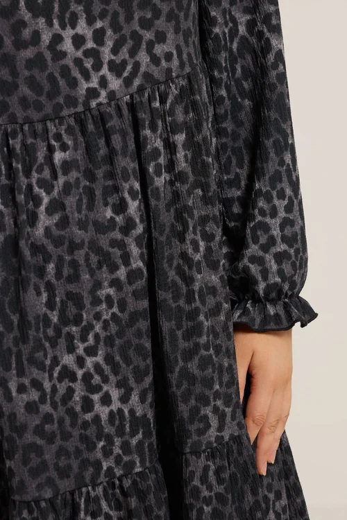 Yours Curve Grey Leopard Textured Maxi Dress - 22-24 Image 4