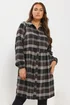 Yours Curve Chocolate Brown Check Shirt Dress - 20 Image 1