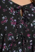Yours Curve Black Floral Tie Front Textured Dress - 26-28 Image 5
