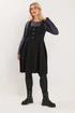 Yours Curve Black Button Front Textured Pinafore Dress - 26-28 Image 1