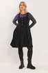 Yours Curve Black Button Front Textured Pinafore Dress - 26-28 Image 2