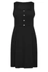 Yours Curve Black Button Front Textured Pinafore Dress - 26-28 Image 5