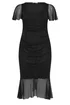 Yours London Curve Black Gathered Midi Dress - 20 Image 5