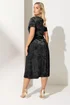 Yours London Curve Black Velvet Square Neck Midi Dress - 30-32 Image 3