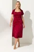 Yours London Curve Red Velvet Square Neck Midi Dress - 16 Image 1
