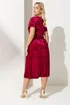 Yours London Curve Red Velvet Square Neck Midi Dress - 16 Image 3
