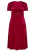 Yours London Curve Red Velvet Square Neck Midi Dress - 16 Image 5