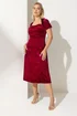 Yours London Curve Red Velvet Square Neck Midi Dress - 16 Image 2