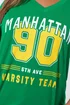 Yours Limited Curve Green 'Manhattan 90' Varsity Print T-Shirt - Size 26-28 Image 3