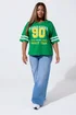 Yours Limited Curve Green 'Manhattan 90' Varsity Print T-Shirt - Size 26-28 Image 2