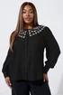 Yours Limited Curve Black Embroidered Oversized Collar Top - Size 20 Image 1