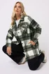 Yours Curve Khaki Green Check Shacket - 18 Image 1