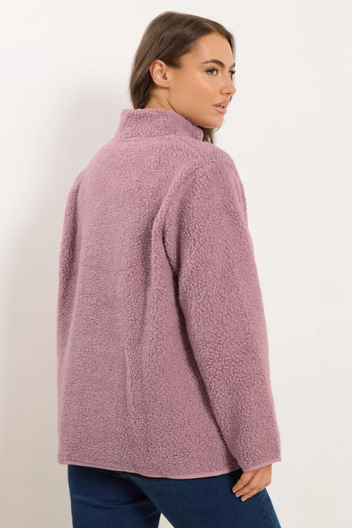 Yours Curve Pink Pocket Teddy Fleece Jacket - 16 Image 3