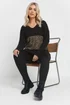 Yours Curve Black Leopard Print Colourblock Jumper - Size 30-32 Image 2