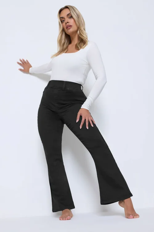 Yours Curve Black Bootcut Jeggings - 16 Image 1