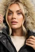 Yours Curve Black Waxed Faux Fur Trim Parka Coat - 14 Image 5