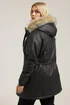 Yours Curve Black Waxed Faux Fur Trim Parka Coat - 14 Image 4