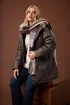 Yours Curve Brown Waxed Faux Fur Trim Parka Coat - 18 Image 5