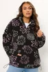 Yours Curve Black Floral Quarter Zip Fleece - 22-24 Image 1