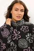 Yours Curve Black Floral Quarter Zip Fleece - 22-24 Image 4