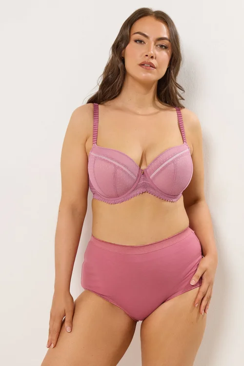 Yours Curve Pink Lace Underwired Padded Bra - 40F Image 2