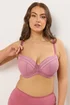 Yours Curve Pink Lace Underwired Padded Bra - 40F Image 1