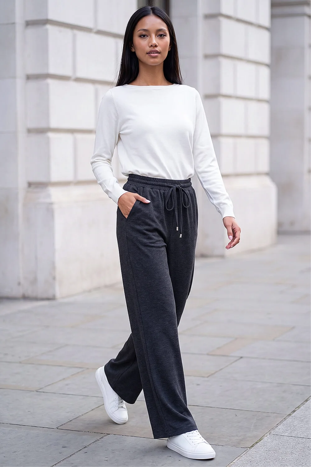 Roman Grey Petite Drawstring Ponte Trouser - 12 Image 2