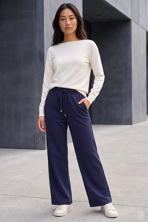 Roman Navy Petite Drawstring Ponte Trouser - 8 Image 2