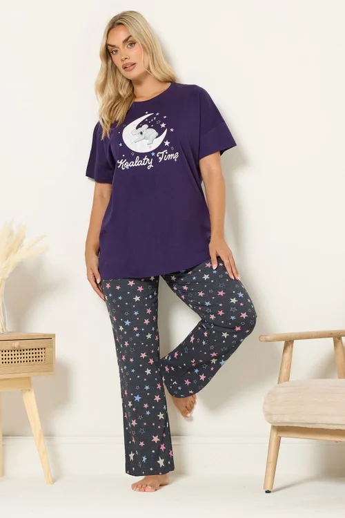 Yours Curve Purple 'Koalaty Time' Pyjama Set - Size 38-40 Image 2