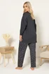 Yours Curve Charcoal Grey 'Hot Choc O'clock' Wide Leg Pyjama Set - Size 30-32 Image 3