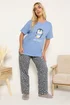 Yours Curve Blue 'Just Chillin' Wide Leg Pyjama Set - Size 34-36 Image 4