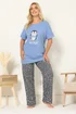 Yours Curve Blue 'Just Chillin' Wide Leg Pyjama Set - Size 34-36 Image 1