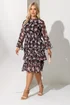 Yours London Curve Black Floral Dobby Ruffle Mini Dress - 20 Image 2
