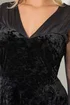 Yours London Curve Black Velvet Mesh Sleeve Skater Dress - Size 16 Image 4