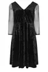 Yours London Curve Black Velvet Mesh Sleeve Skater Dress - Size 16 Image 5